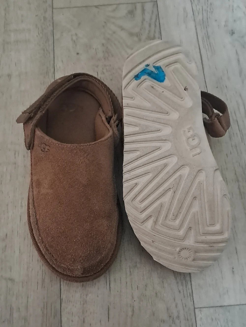 UGG Kids Goldenstar Clogs versatile Soft Suede Leather Adjustable Straps Mules